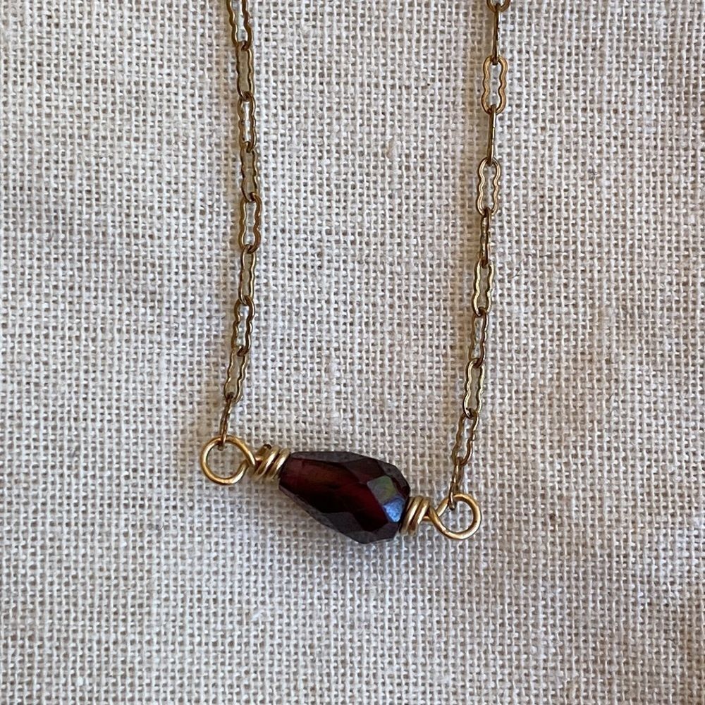 💛 Vintage Handmade Gold Filled Garnet Necklace